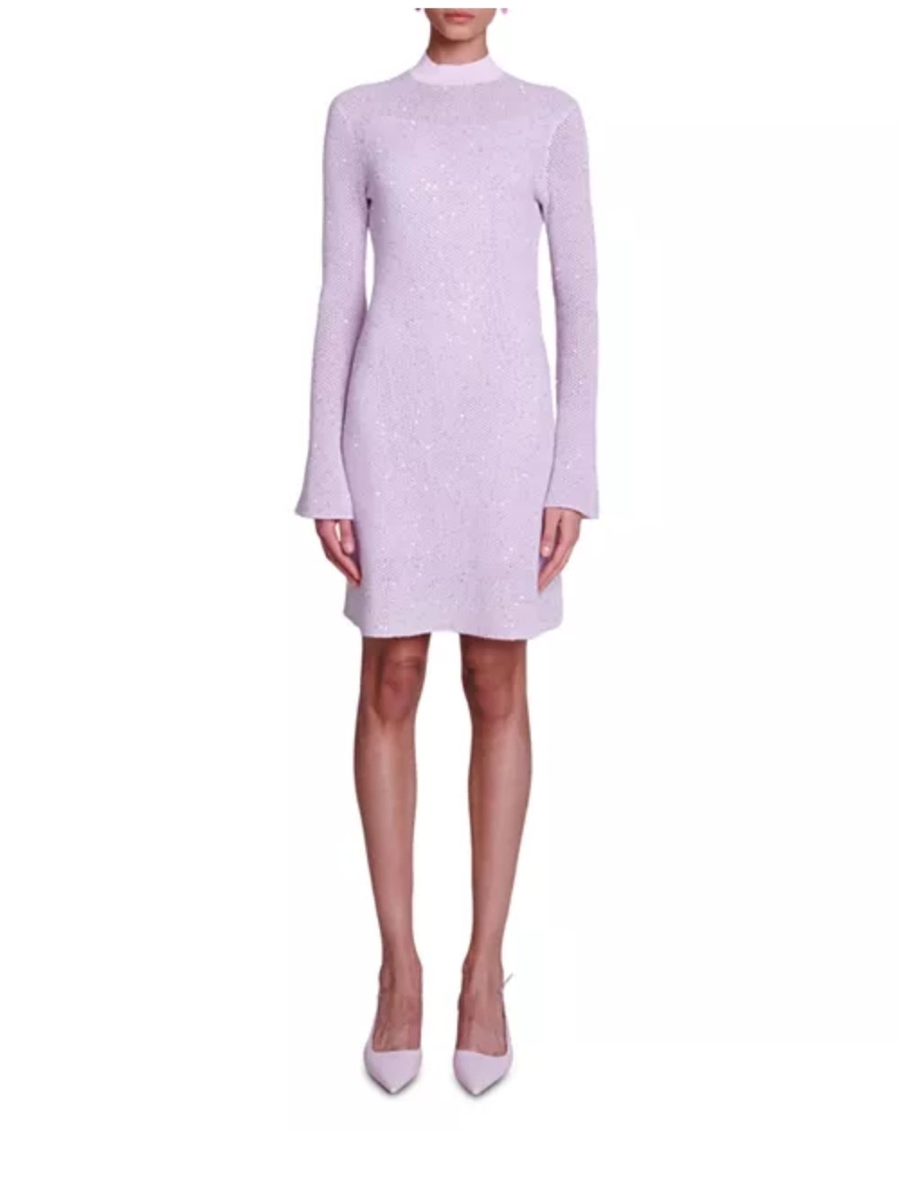 Lilac Long-Sleeve Knit Shift Dress - Elegant Ravilly dress